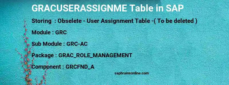 SAP GRACUSERASSIGNME table