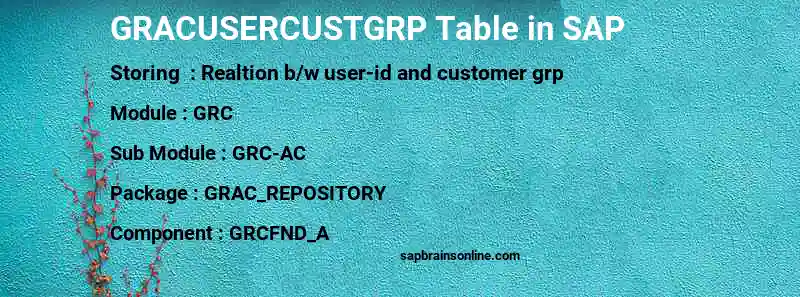 SAP GRACUSERCUSTGRP table