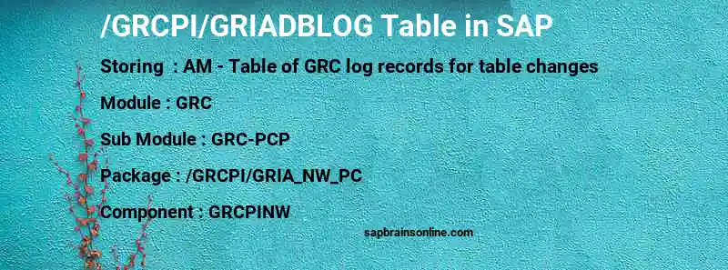 SAP /GRCPI/GRIADBLOG table