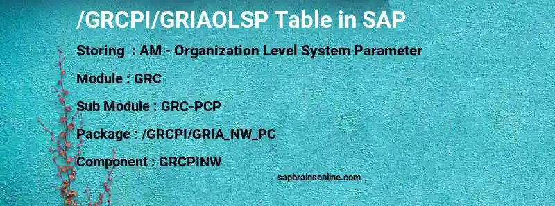 SAP /GRCPI/GRIAOLSP table