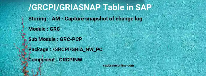 SAP /GRCPI/GRIASNAP table