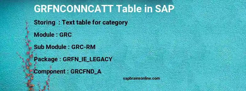 SAP GRFNCONNCATT table