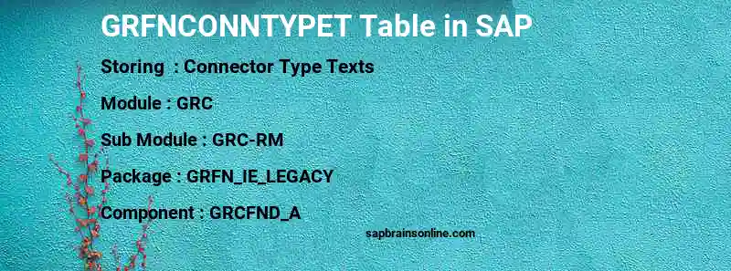 SAP GRFNCONNTYPET table