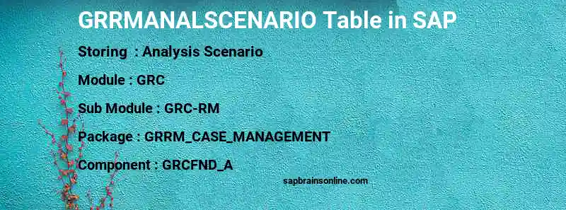 SAP GRRMANALSCENARIO table