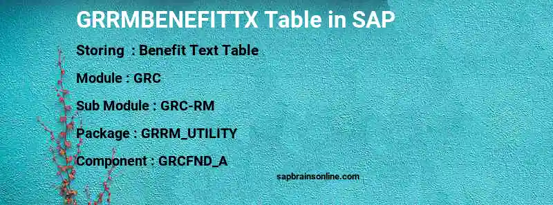 SAP GRRMBENEFITTX table