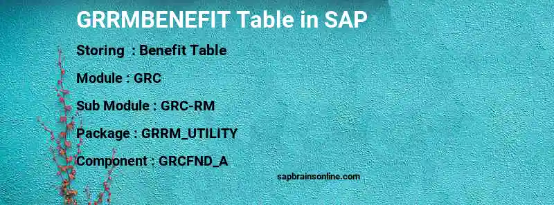 SAP GRRMBENEFIT table