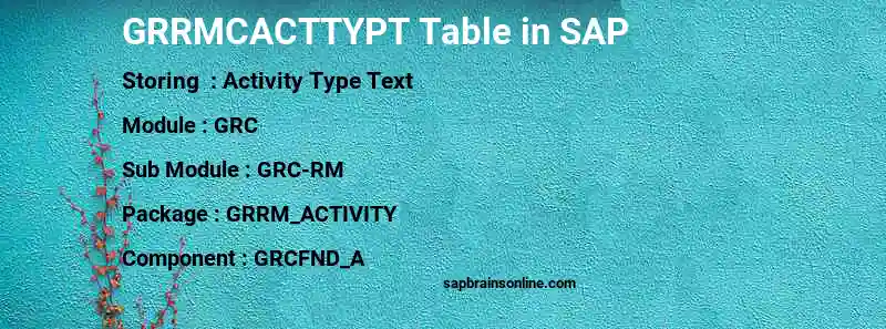 SAP GRRMCACTTYPT table