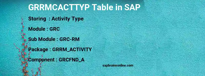 SAP GRRMCACTTYP table