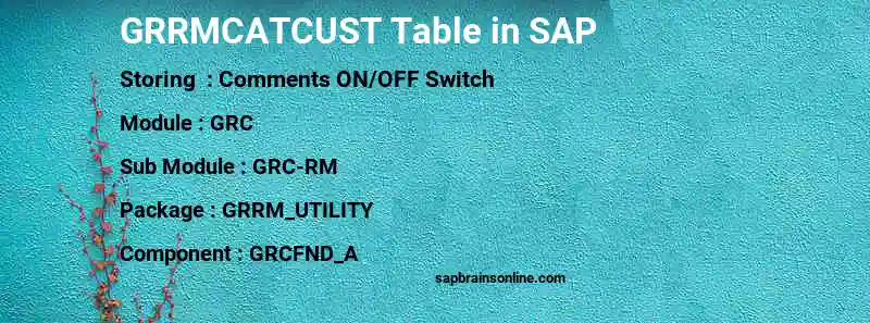 SAP GRRMCATCUST table
