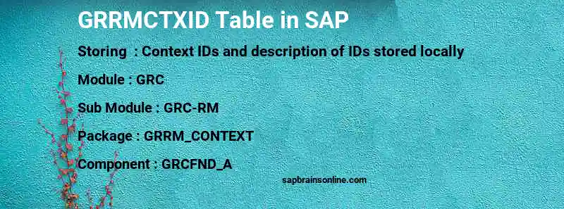 SAP GRRMCTXID table