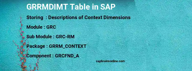 SAP GRRMDIMT table