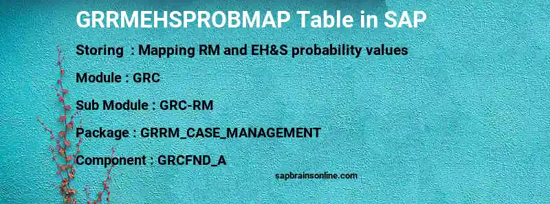SAP GRRMEHSPROBMAP table