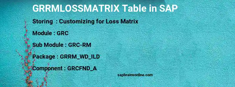 SAP GRRMLOSSMATRIX table