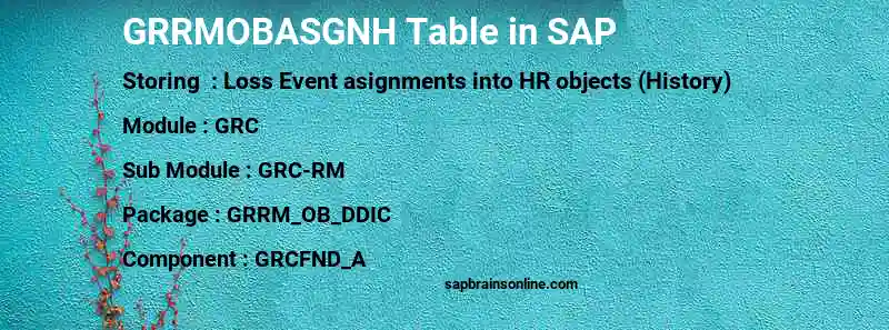 SAP GRRMOBASGNH table