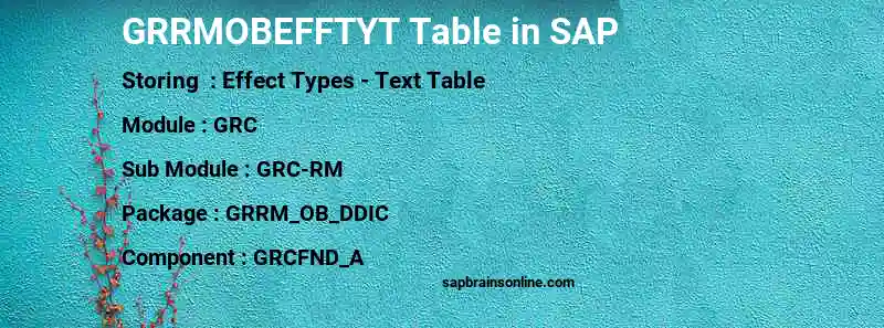 SAP GRRMOBEFFTYT table