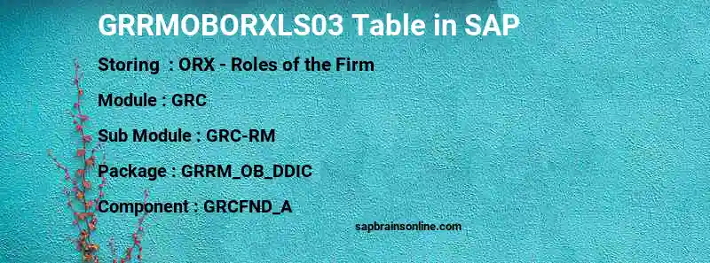 SAP GRRMOBORXLS03 table