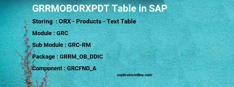 SAP GRRMOBORXPDT table
