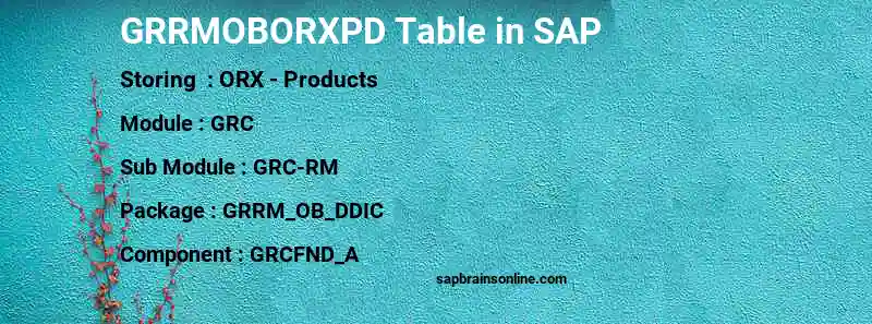 SAP GRRMOBORXPD table