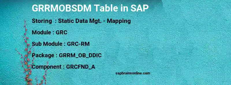 SAP GRRMOBSDM table