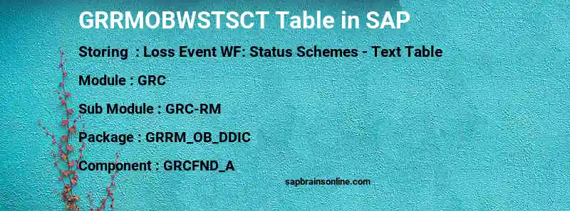 SAP GRRMOBWSTSCT table