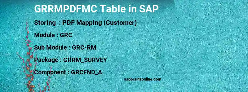 SAP GRRMPDFMC table