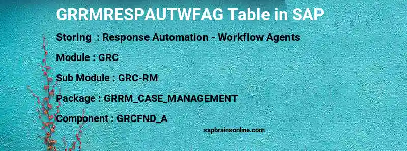 SAP GRRMRESPAUTWFAG table