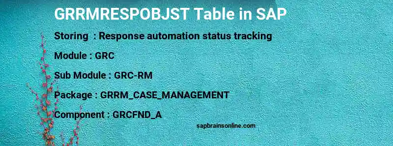 SAP GRRMRESPOBJST table