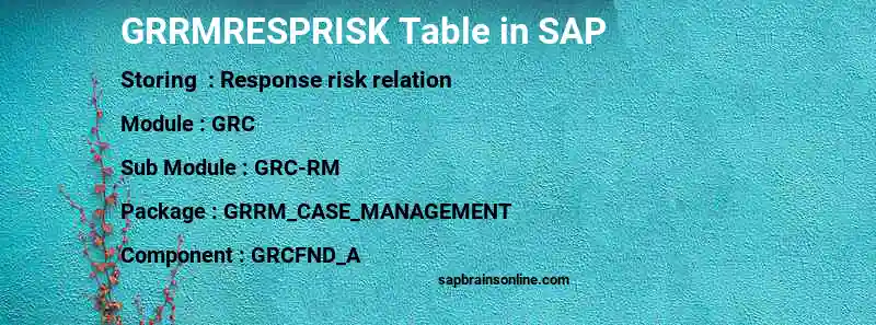 SAP GRRMRESPRISK table