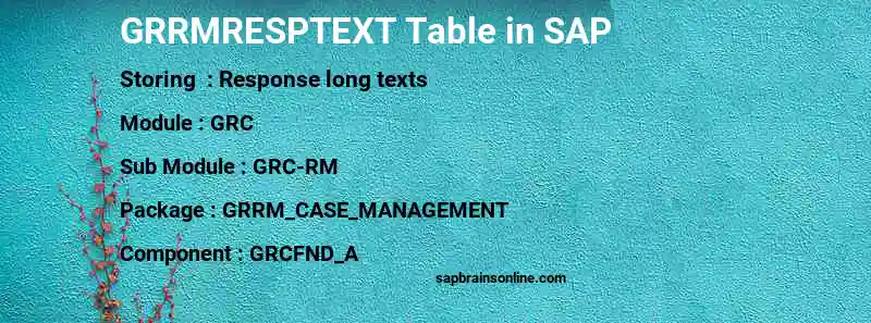SAP GRRMRESPTEXT table