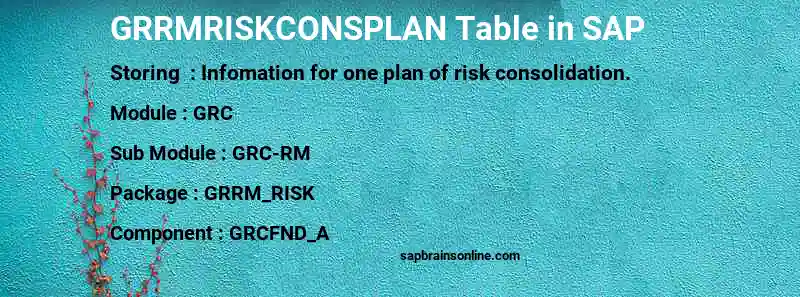SAP GRRMRISKCONSPLAN table