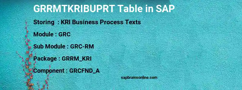 SAP GRRMTKRIBUPRT table