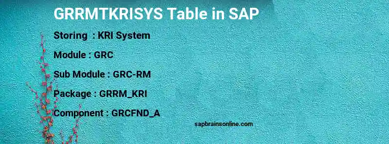 SAP GRRMTKRISYS table