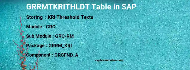 SAP GRRMTKRITHLDT table