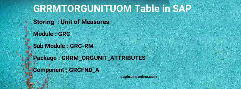 SAP GRRMTORGUNITUOM table