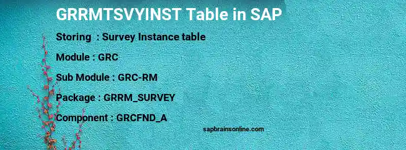 SAP GRRMTSVYINST table