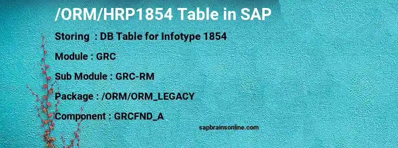 SAP /ORM/HRP1854 table