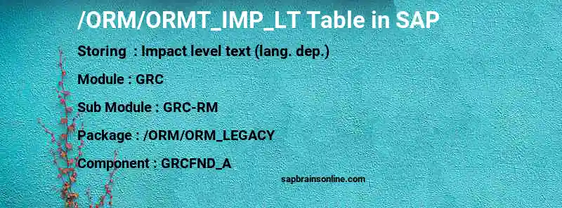 SAP /ORM/ORMT_IMP_LT table