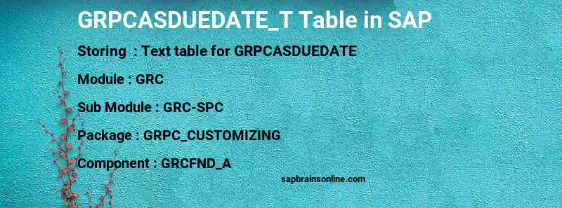 SAP GRPCASDUEDATE_T table