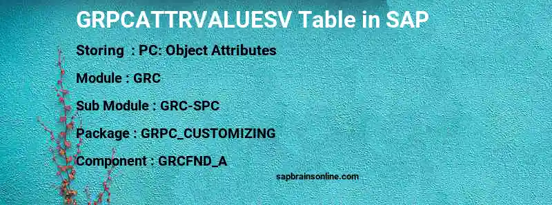SAP GRPCATTRVALUESV table