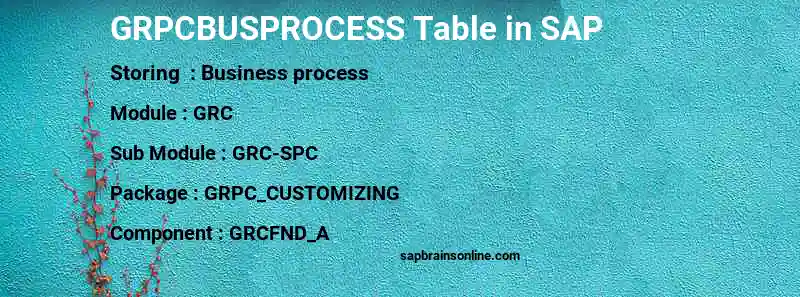 SAP GRPCBUSPROCESS table