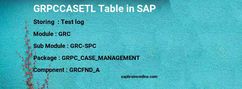 SAP GRPCCASETL table