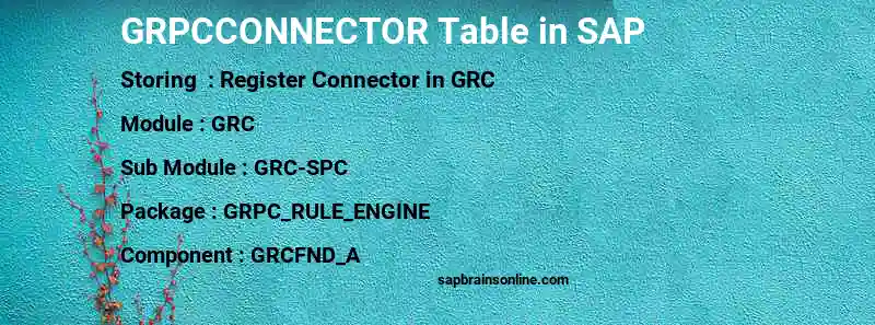 SAP GRPCCONNECTOR table