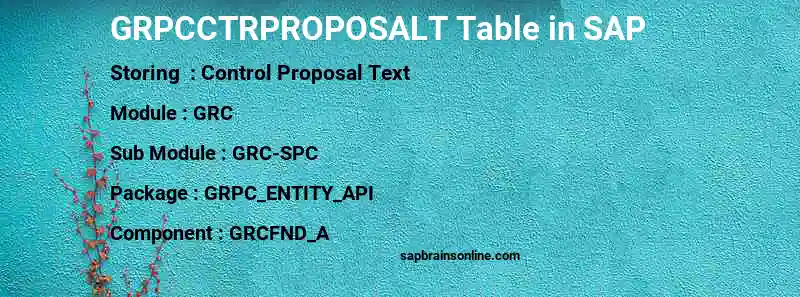 SAP GRPCCTRPROPOSALT table