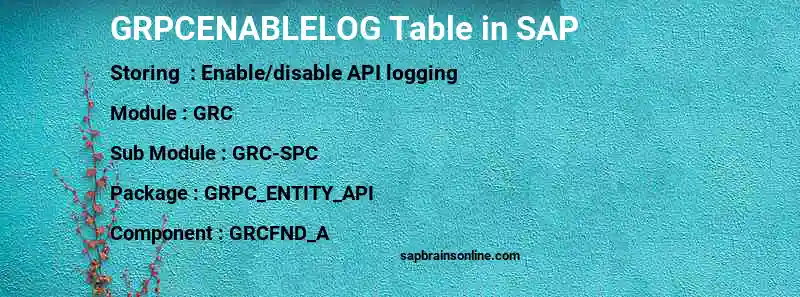 SAP GRPCENABLELOG table