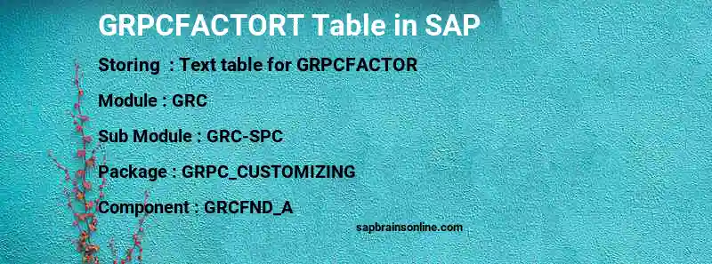 SAP GRPCFACTORT table