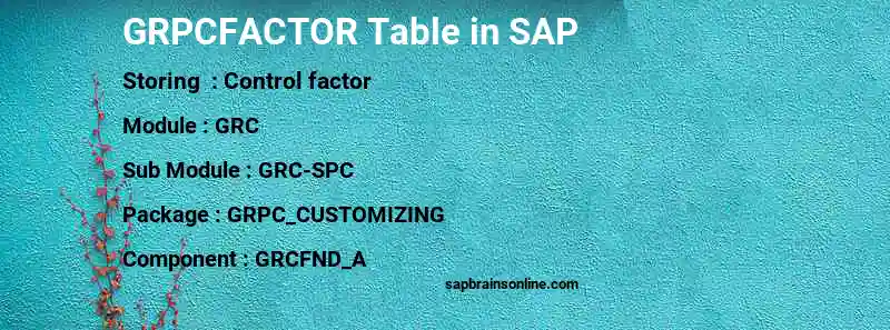 SAP GRPCFACTOR table