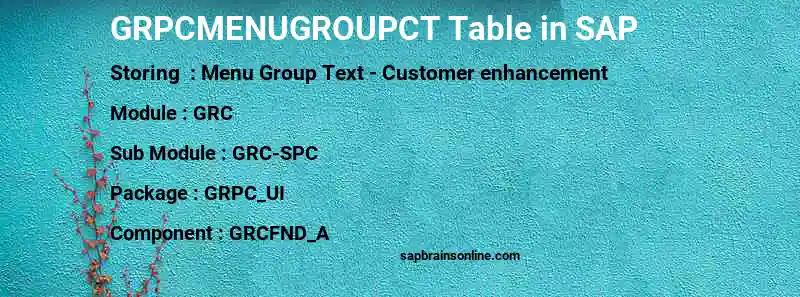 SAP GRPCMENUGROUPCT table