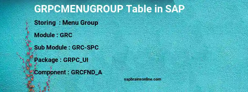 SAP GRPCMENUGROUP table