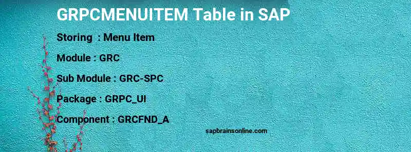 SAP GRPCMENUITEM table