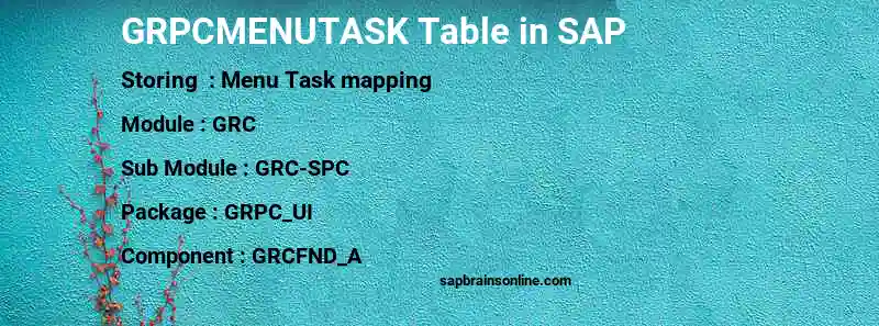 SAP GRPCMENUTASK table